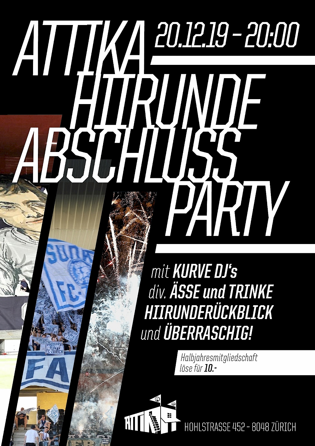Fritig, 20. Dezämber: Hiirundeabschlussparty im Attika