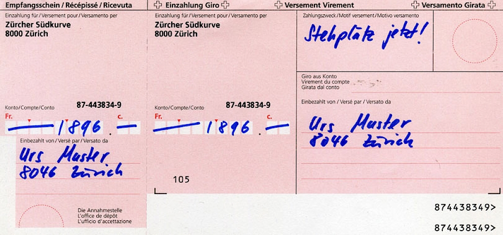 Schpände für Stehplätz!
